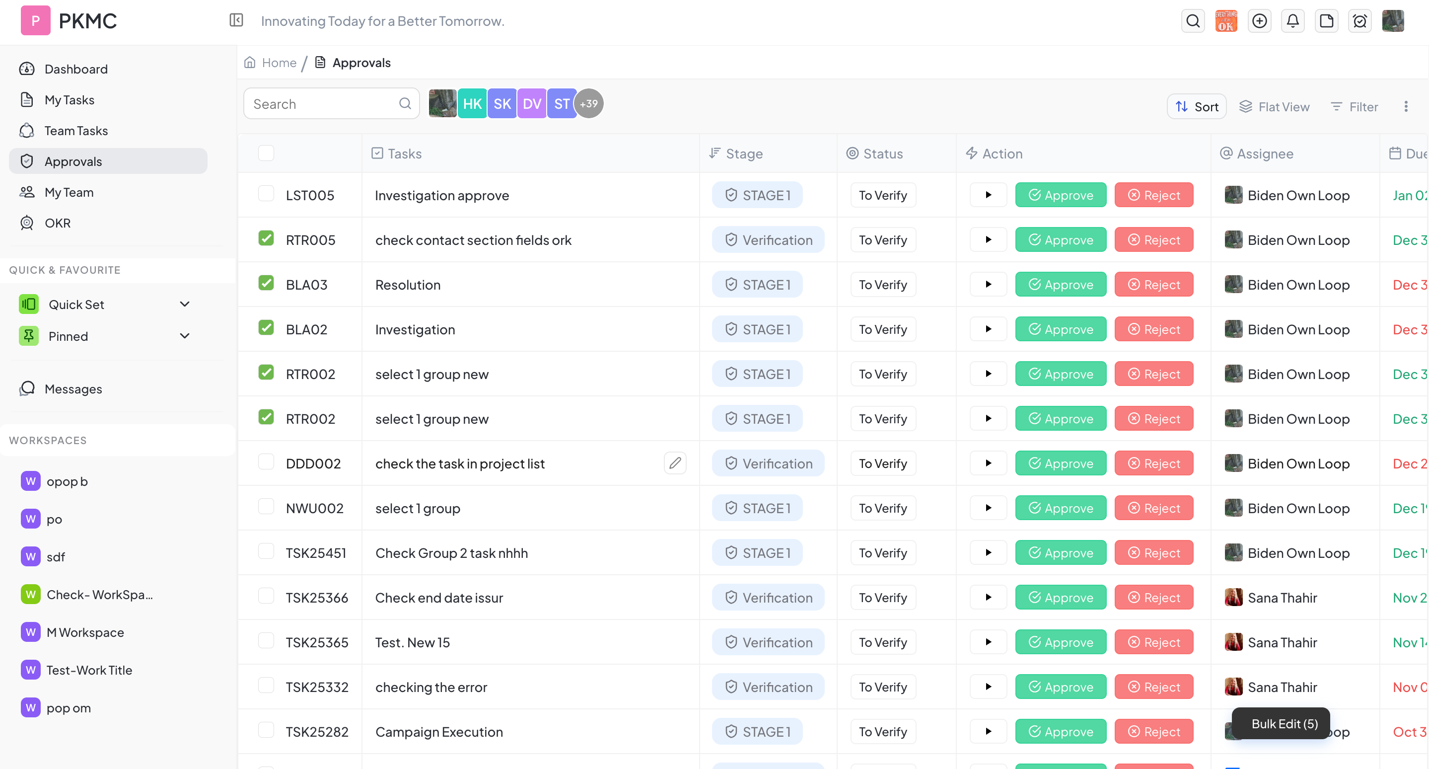 Approval Tasklist - Manage task approvals platform